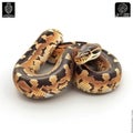 Stunning Ball Python Snake Isolated on White Background