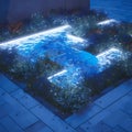 Glowing Waterscape: A Serene Urban Oasis