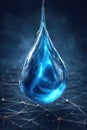 A Stunning Blue Liquid Drop with Intricate Network Lines on World Environment Day for a Greener Future Royalty Free Stock Photo