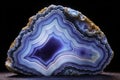 Stunning Ukrainian BlueWhite Agate Geode from the Rivne Basalt Quarry Zeolite Inclusions Captured in Night Photography Royalty Free Stock Photo