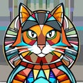 Sacred Splendor: Feline Majesty in Stained Glass