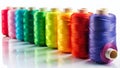 Vibrant Craft Thread Spools A Colorful Collection of Artistic Supplies for Creative Projects on a Pristine White Royalty Free Stock Photo