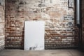 Ai Generative Empty white poster on brick wall. Mock up, 3D Rendering Royalty Free Stock Photo