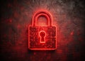 Securing the Digital Frontier A Glowing Red Futuristic Digital Lock Symbolizes Advanced Cybersecurity and Data