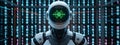 Neural Nexus: AI Robot in Binary Data Stream Royalty Free Stock Photo