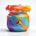 glass jar full of swirling paint Royalty Free Stock Photo