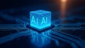 Advanced AI Cube on Futuristic Circuit Board Royalty Free Stock Photo