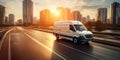 Van efficient transportation and rapid delivery, it emphasizes the vital role of delivery services in urban life. Royalty Free Stock Photo