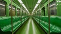 Captivating image showcases the interior of an empty metro cart with exceptional color balance and composition.