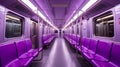 Captivating image showcases the interior of an empty metro cart with exceptional color balance and composition.