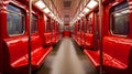 Captivating image showcases the interior of an empty metro cart with exceptional color balance and composition.