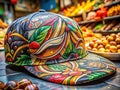 A Culinary Canvas AIGenerated Food Art Featuring a Rustic Cangaceiro Hat in a Bold Graffiti Style Royalty Free Stock Photo