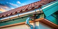 Upgrade Your Homes Exterior with a New Bright ProfessionalGrade Rain Gutter and Downpipe System Corner Sharp Royalty Free Stock Photo