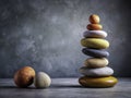 A Peaceful Zen Stone Stack Minimalist Abstract Art for Meditation and Relaxation Featuring a Grey Background and Royalty Free Stock Photo