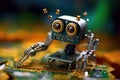 Microscopic spy robot in the shape of an insect. Generative AI