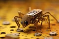 Microscopic spy robot in the shape of an insect. Generative AI