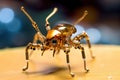 Microscopic spy robot in the shape of an insect. Generative AI