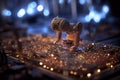 A microscopic robot repairs the insides of a computer. Generative AI