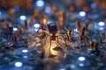 A microscopic robot repairs the insides of a computer. Generative AI
