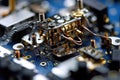 A microscopic robot repairs the insides of a computer. Generative AI