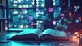 Exploring the Future of E-Learning: An Open Book on a Table with Blurred Background Royalty Free Stock Photo