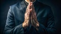 Serene Hands in Prayerful Pose A Captivating Image for Inspiring Text Royalty Free Stock Photo