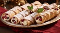 Platter of cannoli steals the spotlight with their crispy shells and sweet fillings Royalty Free Stock Photo