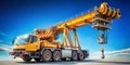 Massive Industrial Engine Being Carefully Lifted by a Powerful Telescopic Crane A Stunning View of HeavyDuty Machinery Royalty Free Stock Photo