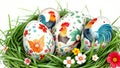 Traditional Polish Easter Eggs in a Grass Nest Celebrating Spring with Folk Art Motifs and Rustic Craftsmanship Royalty Free Stock Photo
