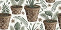 Rustic Plant Pot Double Exposure A Blend of Earthy Textures Botanical Illustrations and Minimalist Elegance for Home Royalty Free Stock Photo