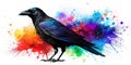 Striking Black Raven Silhouette with Vibrant Paint Splatter A ProfessionalQuality Image Perfect for Branding Posters or Royalty Free Stock Photo