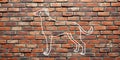 Rustic Brick Wall Background with Adorable Pet Silhouettes A Warm and Charming Design Element for Your Home Decor Royalty Free Stock Photo
