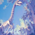 Majestic Prehistoric Giraffe Skeleton in Jungle