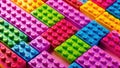 Vibrant Colorful Plastic Building Blocks Pattern on a Pink Background A CloseUp Texture Shot of Playful Educational Royalty Free Stock Photo