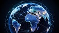 Global Connectivity and Communication Network with Earth Globe Digitalization and Global Data Flow for International Business and Royalty Free Stock Photo