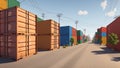 A Captivating Image Of A Street With A Lot Of Shipping Containers AI Generative Royalty Free Stock Photo