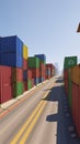 A Captivating Image Of A Street With A Lot Of Shipping Containers AI Generative Royalty Free Stock Photo