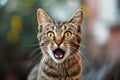 Captivating Image Of A Surprised Cat, Mouth Agape And Eyes Piercing Into The Camera