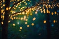 Enchanted Tree with Golden Bokeh Lights Royalty Free Stock Photo