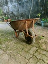 Dusty wheel barrow at the backyard Royalty Free Stock Photo