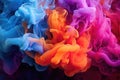 A captivating image of various hues of smoke intermingling and drifting through the air., Multi-colored smoke, AI Generated