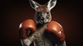 kangaroo with boxing gloves on black background Royalty Free Stock Photo