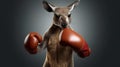 kangaroo with boxing gloves on black background Royalty Free Stock Photo