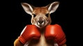 kangaroo with boxing gloves on black background Royalty Free Stock Photo