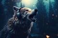 Music-Enjoying Wolf in Mystic Forest, AI Generated