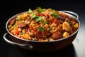 Captivating imagery of Jambalaya, a symphony of spices and ingredients ai created