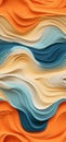 A captivating interplay of orange, yellow, and blue waves bold graphic illustration - Generative AI.