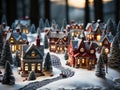 Enchanting Miniature Christmas Village in a Winter Wonderland. generative Ai Royalty Free Stock Photo