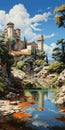 Captivating Island Painting: Castello Di Volpaia In Dalhart Windberg Style