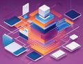 A captivating isometric block abstract, showcasing a structured and modern data visualization UI in Royalty Free Stock Photo